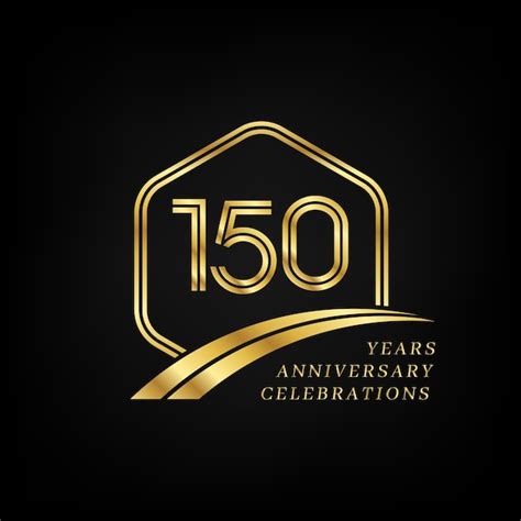 Premium Vector 150 Years Anniversary Lined Gold Hexagon And Curving