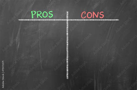 Pros And Cons Empty List On Blackboard Ilustración De Stock Adobe Stock