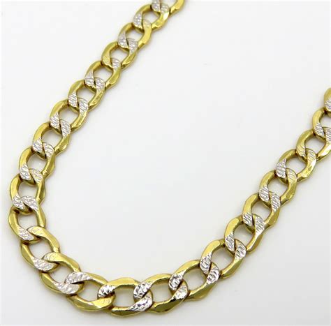 10k Yellow Gold Hollow Diamond Cut Cuban Link Chain 24 Inch 33mm