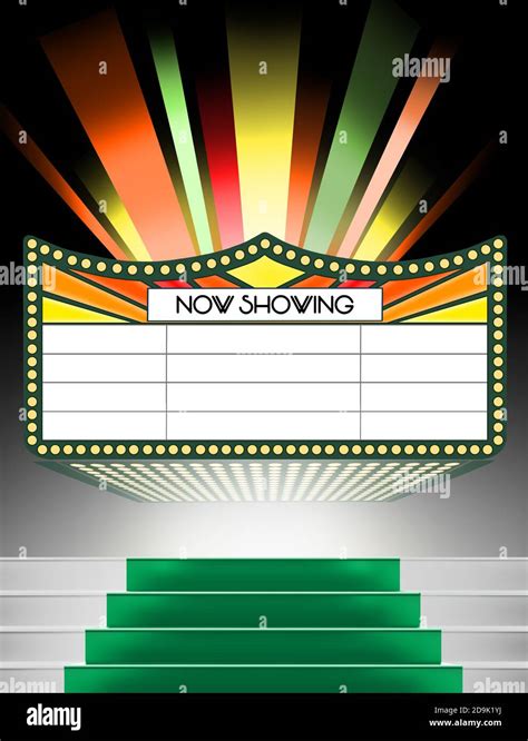 Broadway Movie Marquee Now Showing Scene Stock Photo Alamy