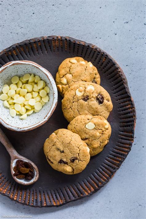 White Chocolate Chip Sultana Cookies Wholesome Patisserie Recipe