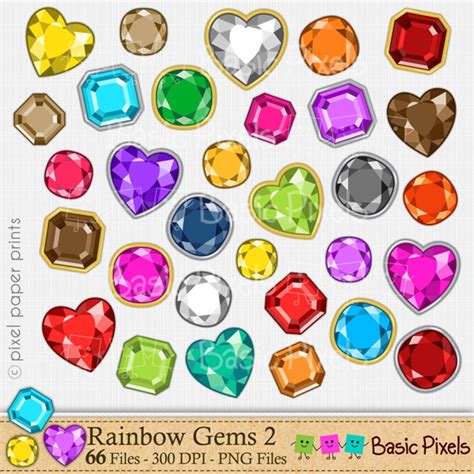 Rainbow Gems Clipart Digital Clip Art Personal And Commercial Use Etsy
