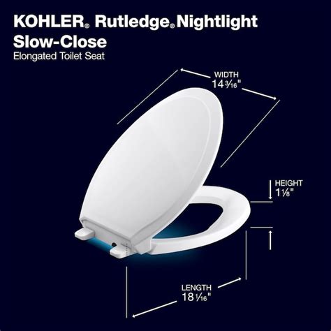 Kohler Rutledge Nightlight White Elongated Slow Close Toilet Seat In