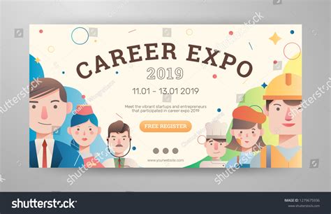 Career Expo Banner Avatar Vector Illustrations เวกเตอร์สต็อก ปลอดค่าลิขสิทธิ์ 1279675936