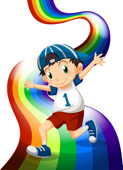 A Boy And A Rainbow 526651 Vector Art At Vecteezy