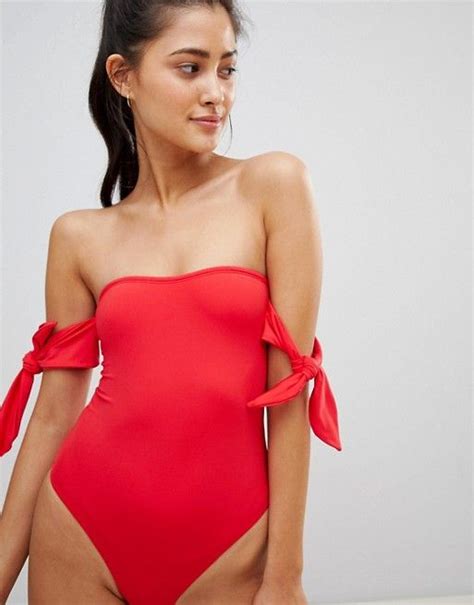 Ivyrevel Bardot Swimsuit With Tie Shoulder Swimsuits Fashion Swimwear