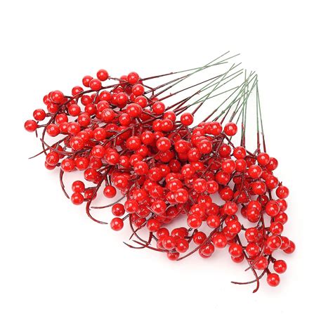 Artificial Red Berry Stems Branches Fake Berry Picks Faux Holly