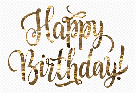 HD Happy Birthday Text Words Gold PNG Citypng