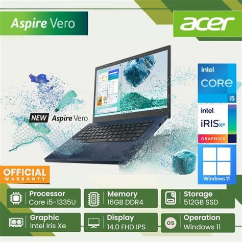 Jual Laptop Acer Aspire Vero Av P Ed Fhd Ips I U Ram