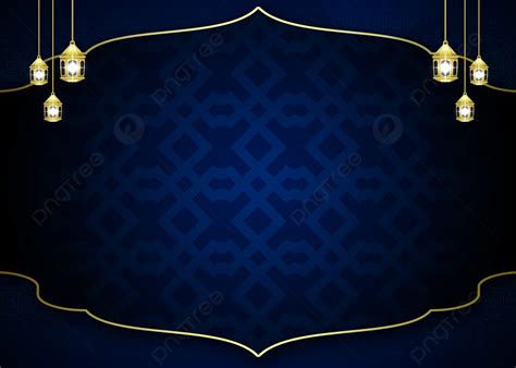 Luxury Islamic Background With Arabic Element On Blue Ramadan Kareem