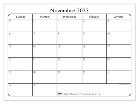 Calendario Novembre 2023 Da Stampare “442ds” Michel Zbinden Ch