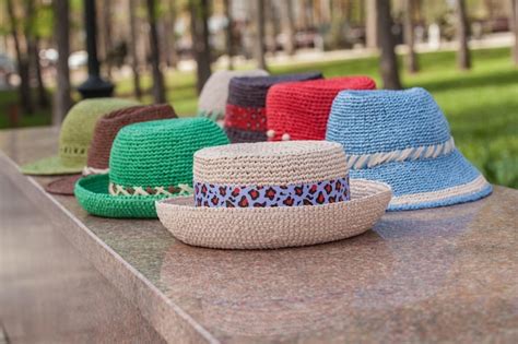 Premium Photo Multicolored Handmade Summer Hats