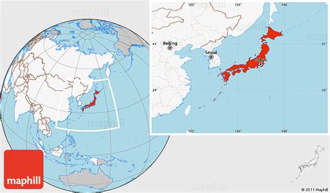 It is bordered on the west by the sea of japan, and extends. Gray Location Map of Japan, highlighted continent
