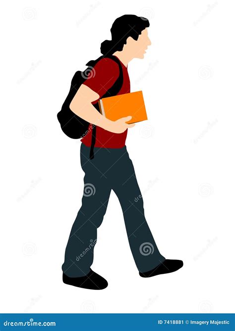 Young Student Walking With Books Stock Illustration Illustration Of