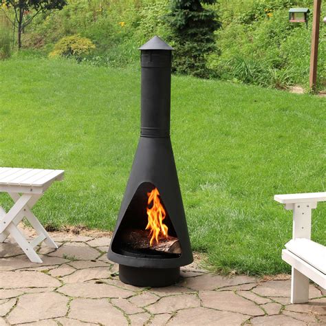 Sunnydaze 56 Chiminea Wood Burning Fire Pit With Open Access Design