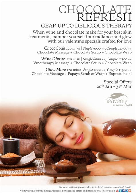 The Westin Mumbai Garden City Warm Up Your Love With Chocolate Refresh At The Heavenly Spa By