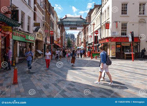 Street Scene On A Sunny Day At Chinatown In London Editorial Photo