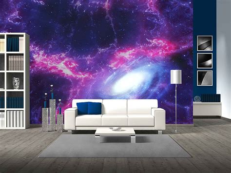 Wall26 Space Wall Mural Purple Nebula Wallpaper Galaxy Wall Etsy