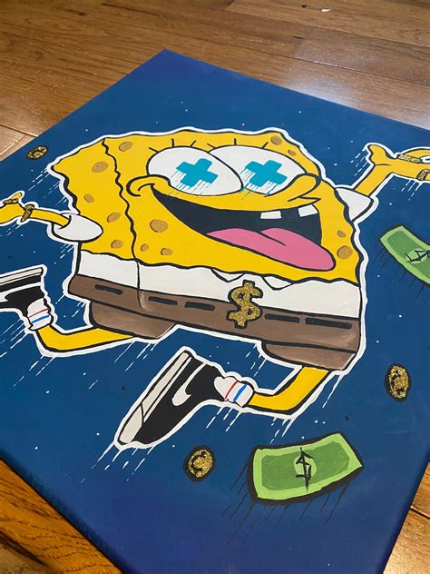 Spongebob Squarepants Acrylic Painting Etsy