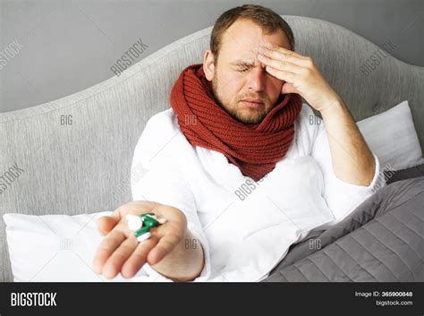 Young Man Sick Lying Image And Photo Free Trial Bigstock
