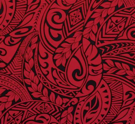 Polynesian Tapa Fabric Tattoo Pattern Red Black Fabric For Crafting