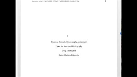 Annotated Bibliography Cover Page Format