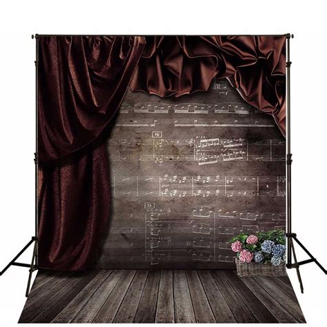 Tr Vintage Photography Backdrops Curtain Sheet Music Wall Children Wood