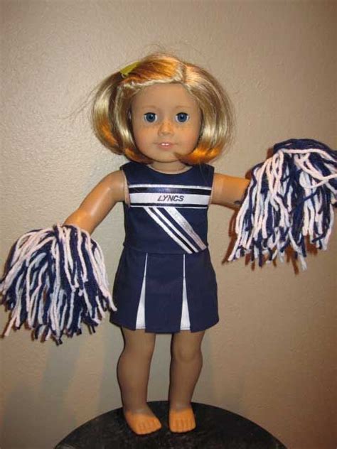 cheerleader outfit for american girl doll skort top and pom poms girl doll clothes doll