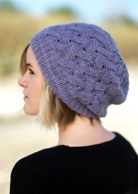 QL Slouch reversible slouchy lace Hat knitting pattern — Woolly Wormhead