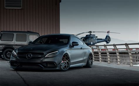 Download Wallpapers Mercedes Amg C63s Coupe C205 Matt Black Coupe