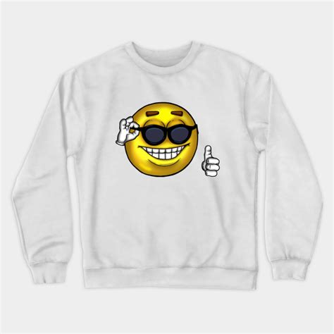 Sunglasses Thumbs Up Meme Emoji Crewneck Sweatshirt Teepublic