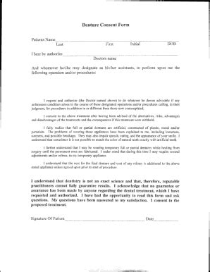 Form february 10, 2021 03:36. Denture Consent Form - Fill Online, Printable, Fillable ...