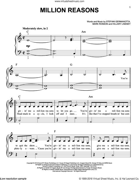 Million Reasons Piano Chords Sheet And Chords Collection