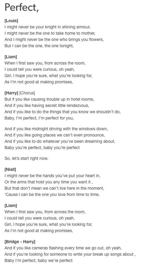 Perfect One Direction Lyrics - fondo de pantalla tumblr