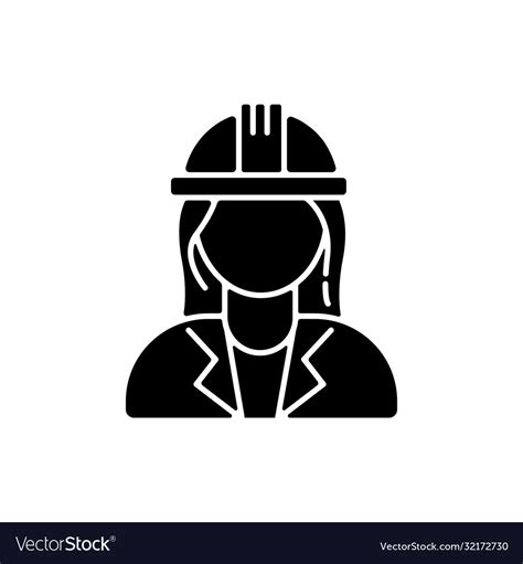 Female Engineer Black Glyph Icon Royalty Free Vector Image