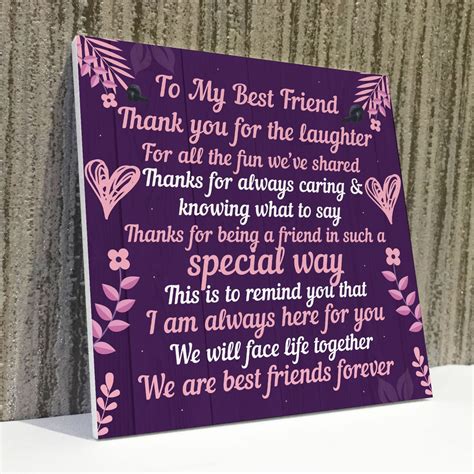 List of birthday gifts for best friend. BEST FRIEND Plaque Special Friendship Gift Best Friend ...