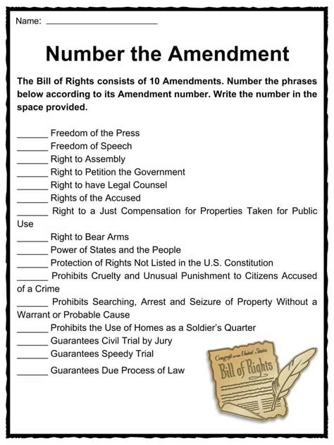 United States Bill Of Rights Facts And Worksheets History Features