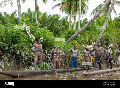 Canoe War Ceremony Of Asmat People Headhunters Of A Tribe Of Asmat