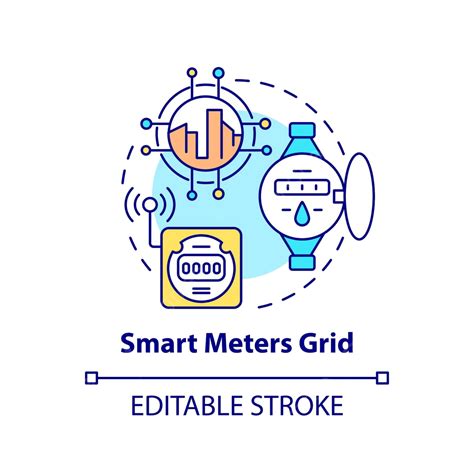 Smart Meters Grid Concept Icon Digital General Linear Vector Digital