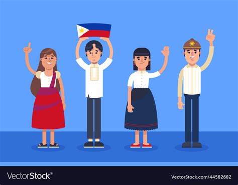 Hand Drawn Philippine People With Traditional Vector Image