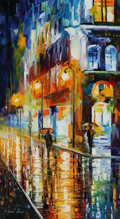 Leonid Afremov City Of Rain I Really Like This City Painting