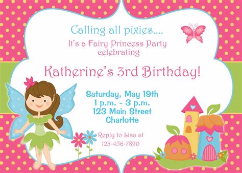 Free Birthday Invitations Templates Printable Fairy Party Invitations