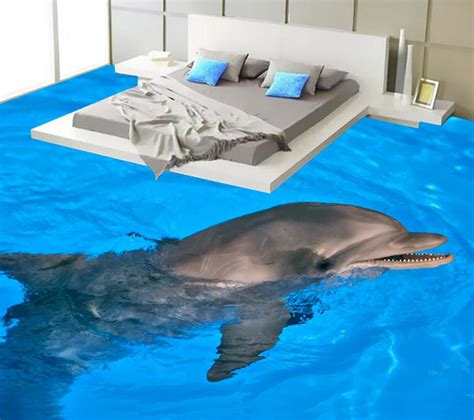 Dolphin Bathroom 3d Wallpaper Floor 3d Wall Murals