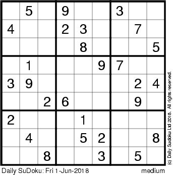 Teachers are welcome to print these puzzles in quantity for classroom distribution. The Daily SuDoku