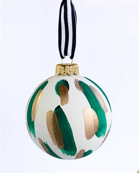 Boho Christmas Ornament Green And Gold Hand Painted Christmas Etsy