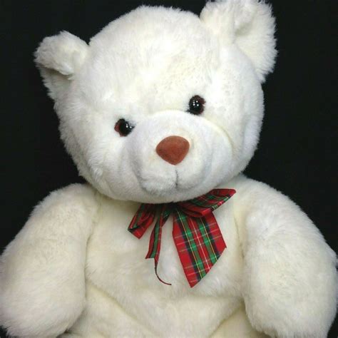Gund White Teddy Bear Plush Htf Large 20 Stuffed Animal Cuddle Toy