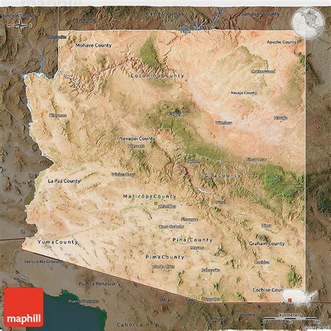 Satellite 3d Map Of Arizona Darken
