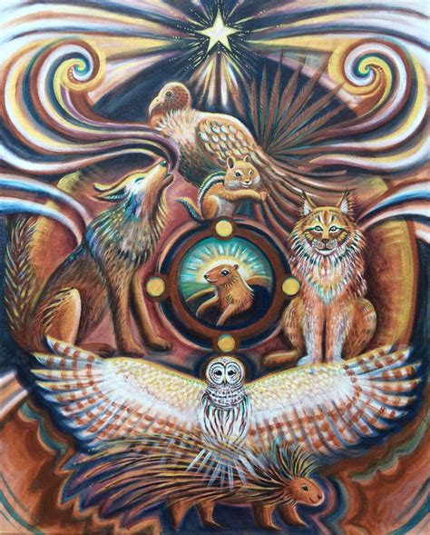 Animal Medicine Wheel Spirit Animals Totem Fine Art Print Etsy