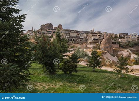 Cappadocia Turkey Uchisar Rock Fortress And Ancient Home Arranged In