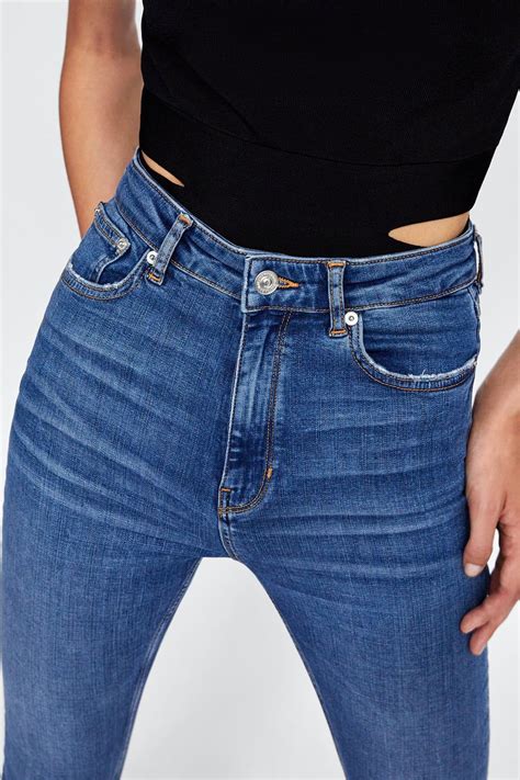image 4 of zw premium high waist skinny jeans in dover blue from zara high waisted skinny